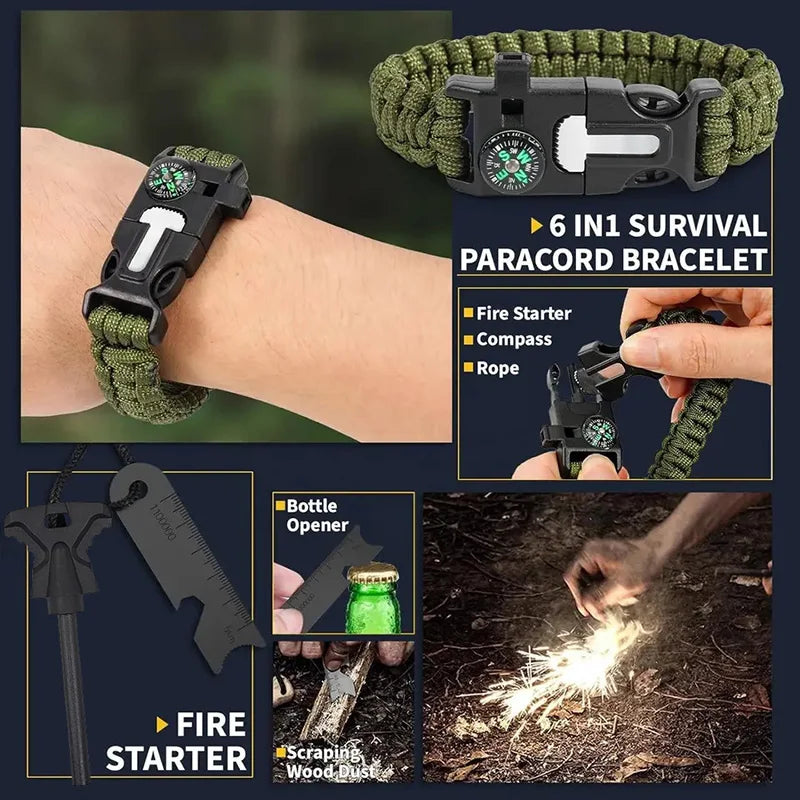 12in1 Multifunctional Emergency Equipment Outdoor Survival Kit Military Outdoor Travel Exploration Camping Tools First Aid Kits