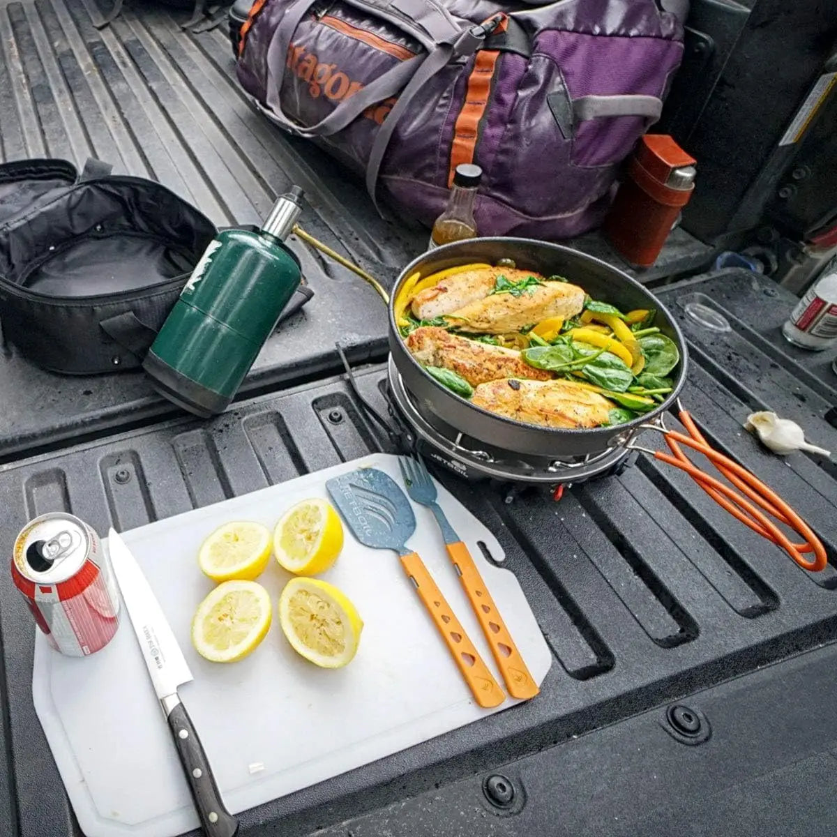 10-Inch Non-Stick Camping Fry Pan with Folding Handles for Outdoor Cooking and Backpacking