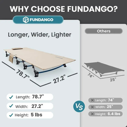 Ultralight Folding Camping Cot, Extra Long Backpacking Camping Cots for Adults Portable Cot Bed for Hiking Travel Home Mountaine
