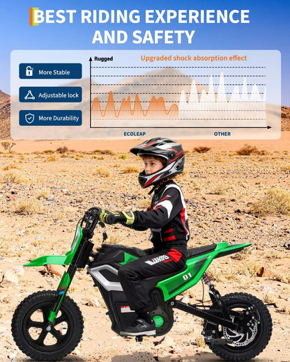 24V Kids Electric Motorcycle, 350w High-Speed Ride-On E-bike With Wiggle Throttle & Hand Brake For Ages 8+