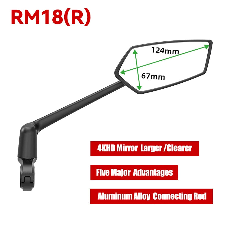 RBRL Wide Angle Bike Mirror Handlebar Ultra Clear Left Right Rearview mirror with Extended Mirror Arm for Electric Scooter