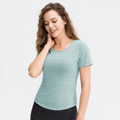 Summer Casual T-shirts Quick Dry Outdoor Running Athletic T shirts Tops Breathable Yoga Tops Women Gym Tops