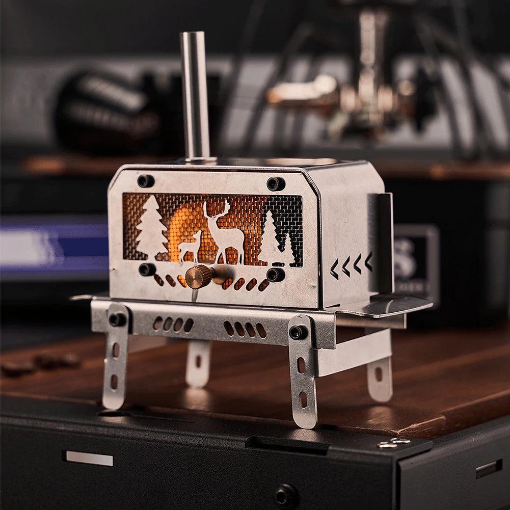 Mini Tent Stove with Chimney Outdoor Firewood Stove Stainless Steel Wood Burning Stove for Outdoor Cooking BBQ