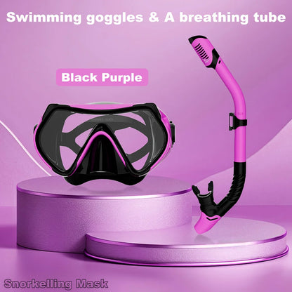 2026 New Scuba Diving Mask Snorkel Set For Adults Tempered Glass Professional Panoramic Snorkeling Gear Swimming Training
