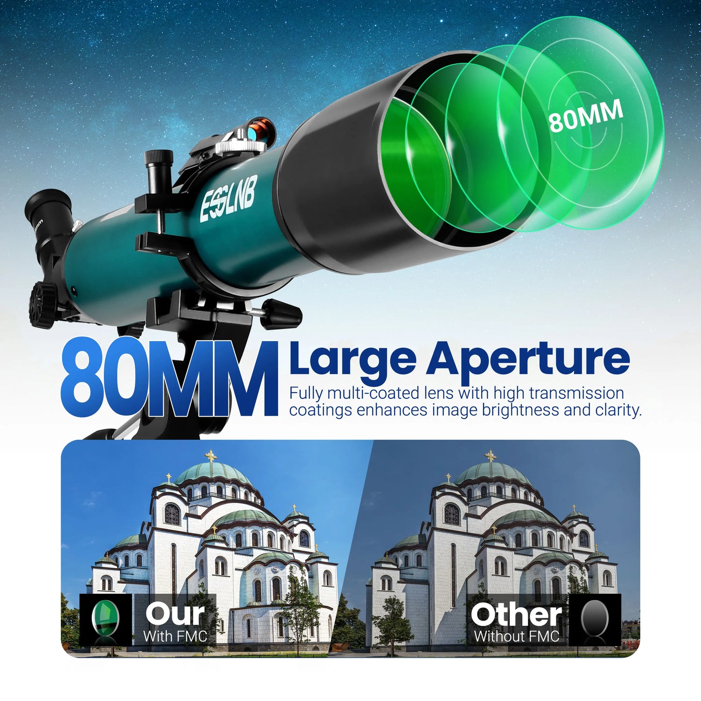Astronomical Telescope 80mm Lens 210X