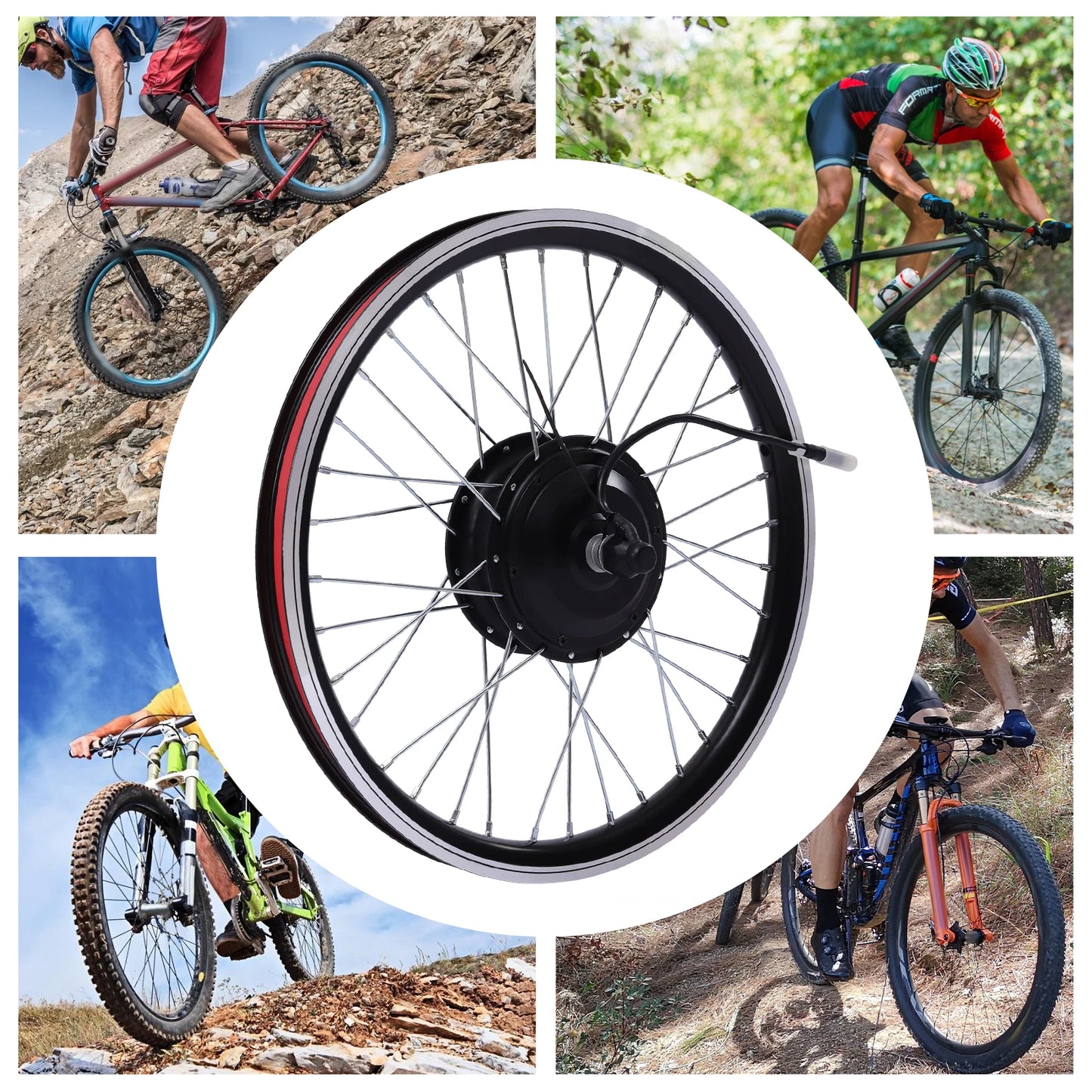 20Inch Electric Bicycle Kit 36V 350W W/ LCD Display Front Wheel Electric Bicycle Motor Hub Conversion Kit W/ Pedal Assist Sensor