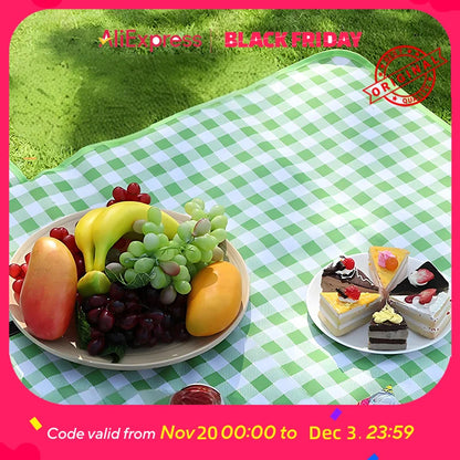 Waterproof Picnic Mat  - Ins Style Outdoor Blanket, Portable, Dirt-Proof, for Beach, Camping, Park, Easy Fold (Checke