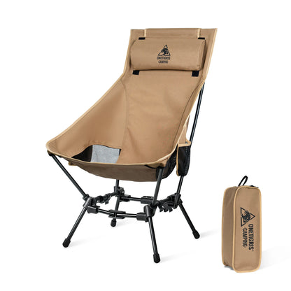 OneTigris Camping Folding Chairs Outdoor High Back Tourist Chair For Fishing Trekking BBQ Parties Gardening Beach Indoor Use