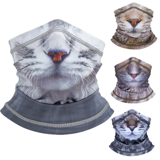 3D Animal Neck Gaiter UV Protection Half Face Mask for Skiing Cycling Motorcycling Scarf Sunscreen Bandana for Men Women