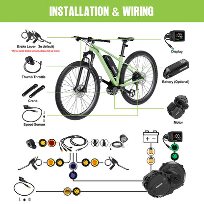 Varstrom 750W Mid Motor Kit Torque Sensor Drive VSM01 48V 36V eBike Engine Electric Bicycle Conversion Kit with 13 24Ah Battery