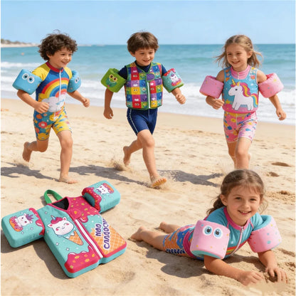 Kids Swimming Vest Unisex Float Jacket with Arm Buoyancy Life Saving Vest Water Safety Swimwear for Boys And Girls