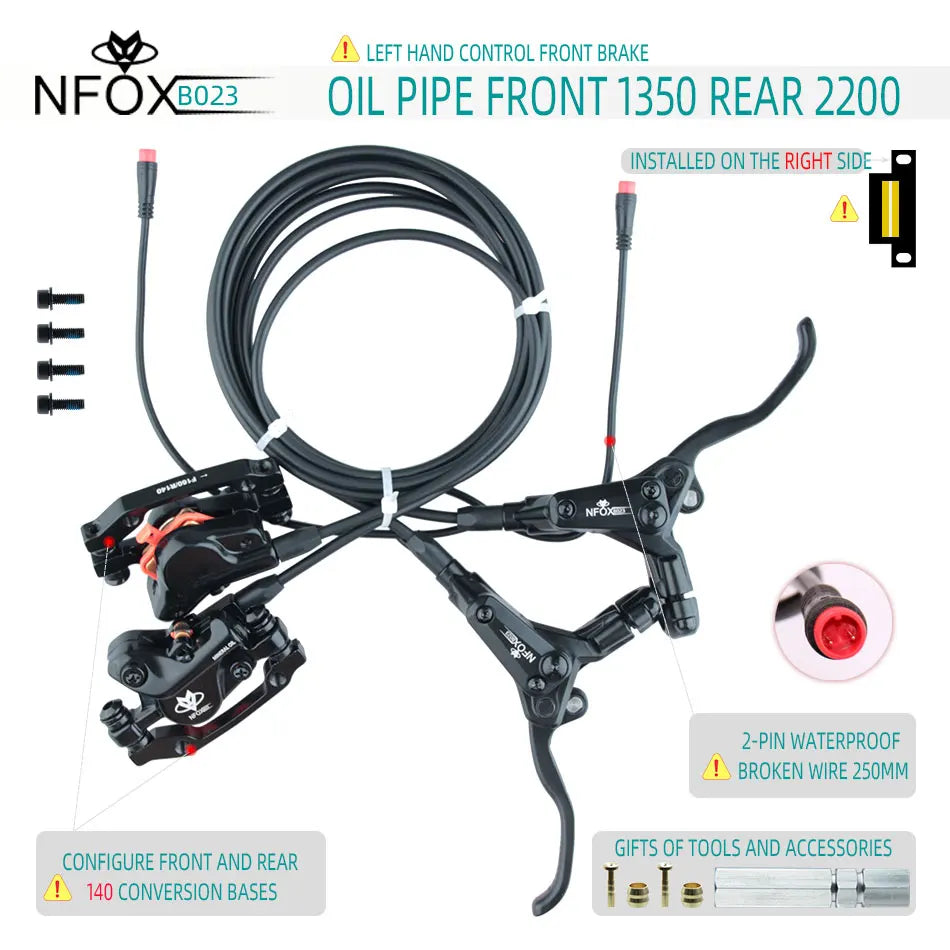 NFOX B023 Electric Bicycle Scooter Oil Disc Hydraulic Brake 160 Accessories 203 E bike 180 Power Off Right 140 GIFT Tool New