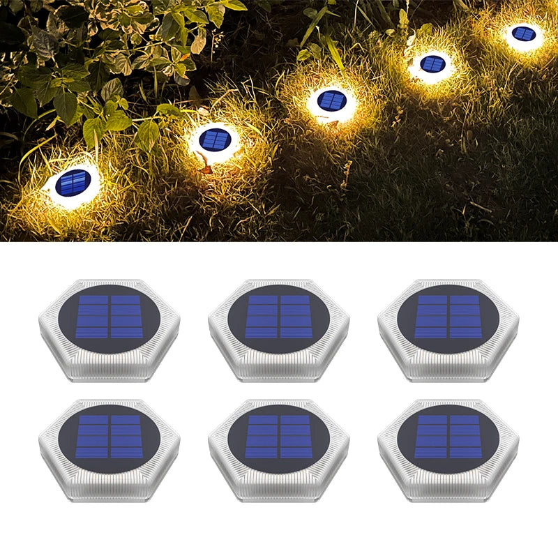 6 Pack Solar Driveway Lights Outdoor IP68 Waterproof Blue Deck Step Lights Solar Stair Lights Stick on Dock Garage Pool Fence