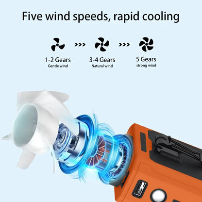 10000mAh Portable Mini Waist Fan Wearable Personal Fan 5 Speed USB Rechargeable Waist Clip Fan Mobile Power for Outdoor
