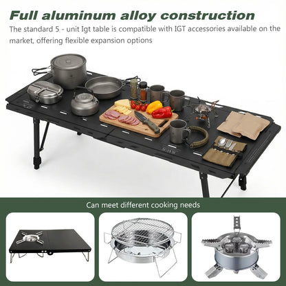 Foldable IGT Camping Table 120KG Load Capacity with Adjustable Height Leg with Carry Bag for Hiking Picnic Fishing Beach