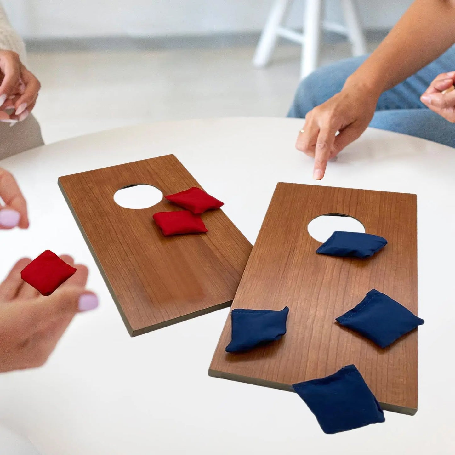 2Pcs Cornhole Set Outdoor Game Mini Desktop Cornhole Portable Tabletop Corn Holes Wood Corn Hole Boards Set with 8 Bags Gift