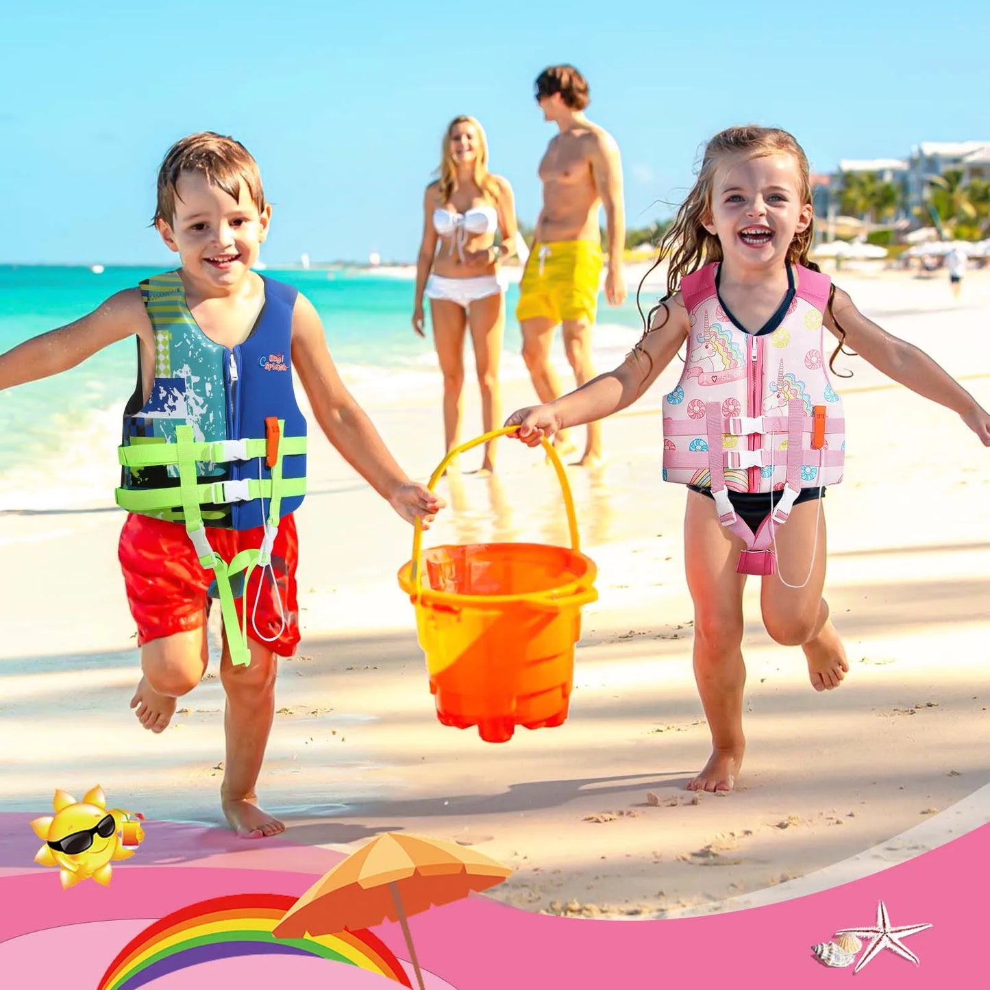 HeySplash Toddler Swim Vest Kids Floaties Swimming Jacket  Jumper Swimsuit with Adjustable Strap Float Puddle Vest for Child