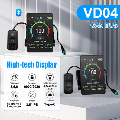 BAFANG CAN Display Electric Bike Computer DPC010 VD618 EKD01 Bluetooth Bafang CAN BUS Protocol Motors 5Pin Male Ebike Conversion