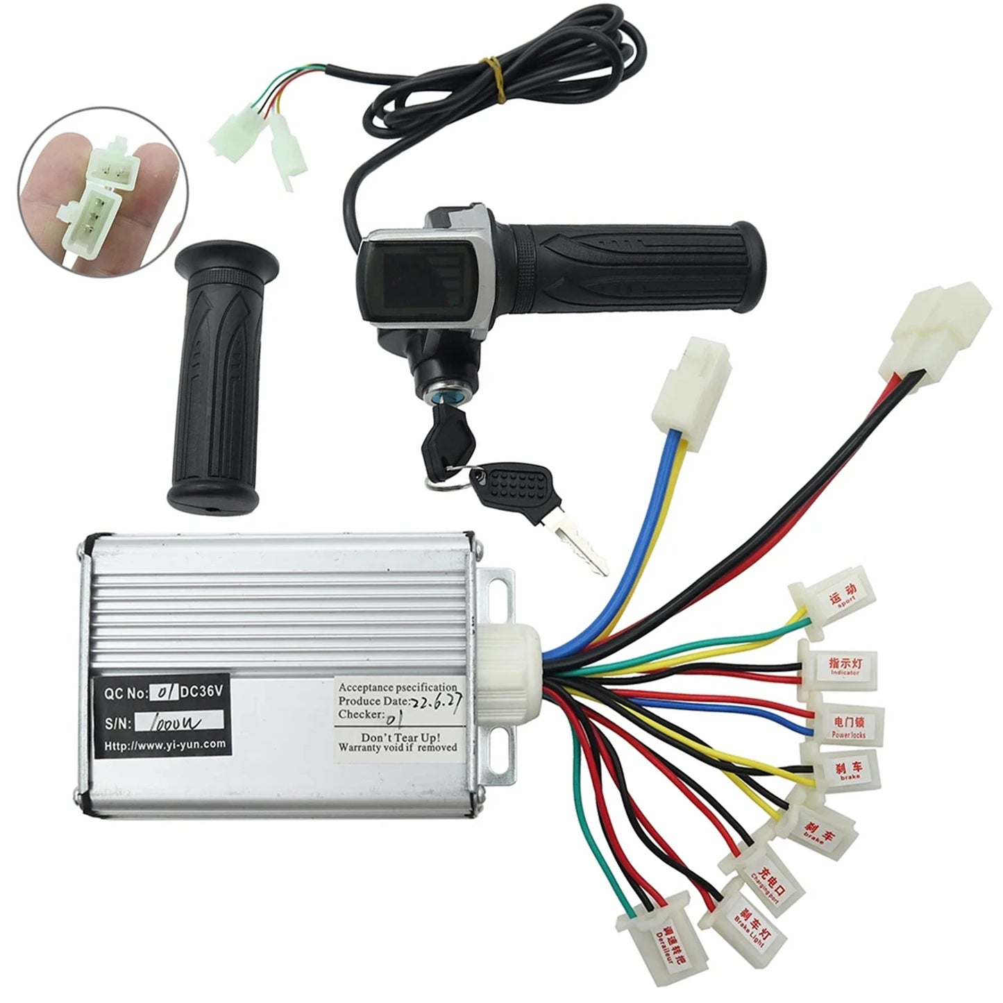 36V 48V1000W Smart Brushless Controller With Key Power Speed Rotary Throttle For Electric Scooter Bike Accessories