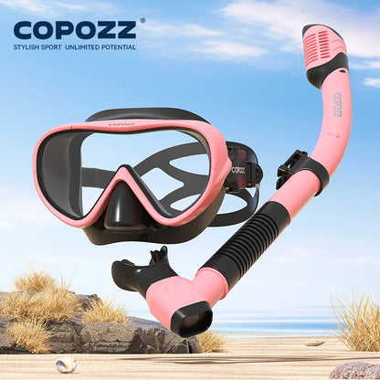 COPOZZ Professional  Diving Mask Full Vision Mask Underwater Snorkel Mask Set Swimming Snorkel HD Anti Fog Diving Equipment
