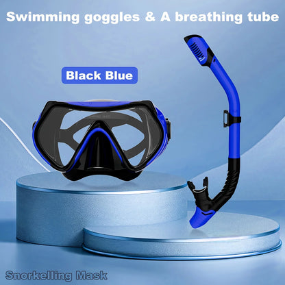 2026 New Scuba Diving Mask Snorkel Set For Adults Tempered Glass Professional Panoramic Snorkeling Gear Swimming Training