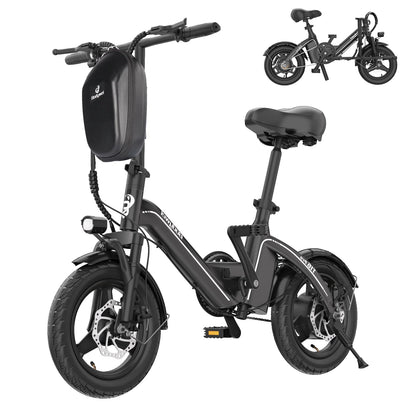 14" Foldable Electric bicycle for Adult, Peak 500W Motor with 36V 10.4Ah Removable Battery EBike Dual Disc Brake Bodywel T16pro