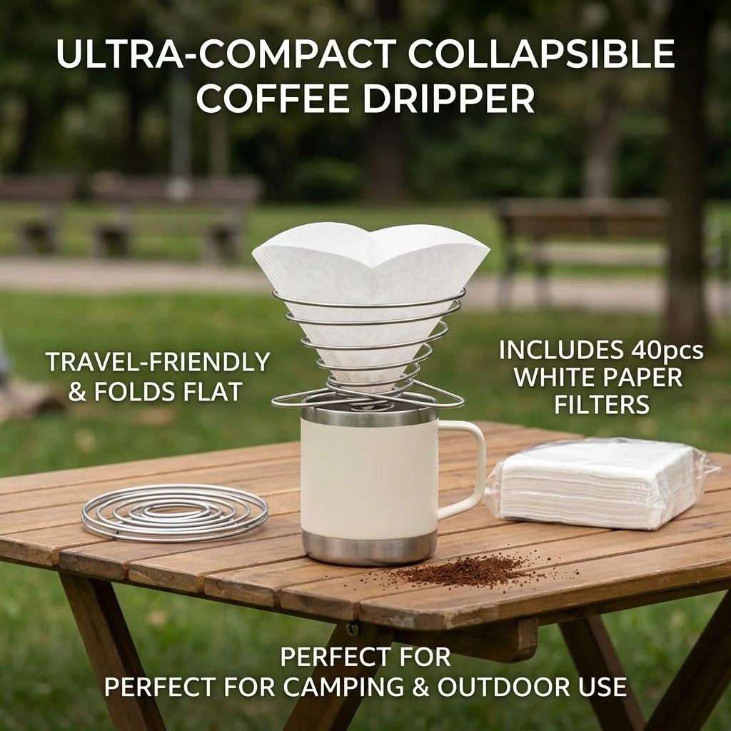Foldable Coffee Filter Reusable Stainless Steel Camping Coffee Cup Filter Paper Dripper Barista Tools Brewing Funnel Filter Cup