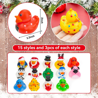 2/6/12 Christmas Rubber Ducks 2.16" Funny Rubber Ducks Christmas Eve Thanksgiving Day Assortment Duckies Toys for Jeep Ducking