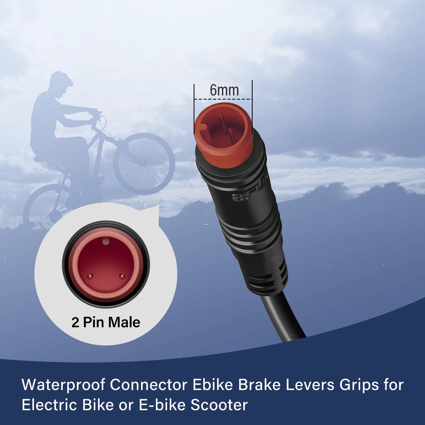 2 Pin Brake Levers for Electric Bicycle Brake Lever Handle Bar Grips 2 Wires Left & Right E-Bike Replacement Parts