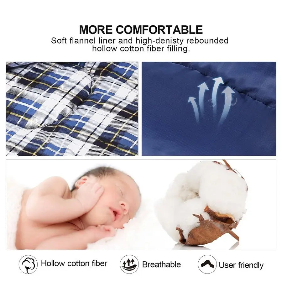 Cotton Flannel Sleeping Bag for Camping Backpacking, Adults Cold Weather Envelope Sleeping Bags with 2 3 4 6lbs Filling