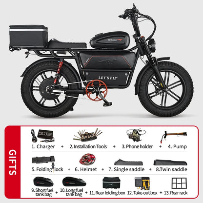 LET'S FLY Mountain bike 2000W 37MPH Adults City Electric Bicycle 48V 60AH 20 Inch Fat Tire  Courier E Bikes Oil Brake  Ebike