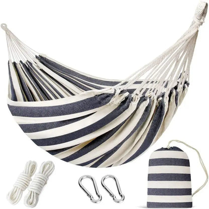 Double Hammock with Tree Straps Extra Large 2 Persons Hammock Portable Hanging Camping Bed for Patio, Backyard, Porch, Outdoor a