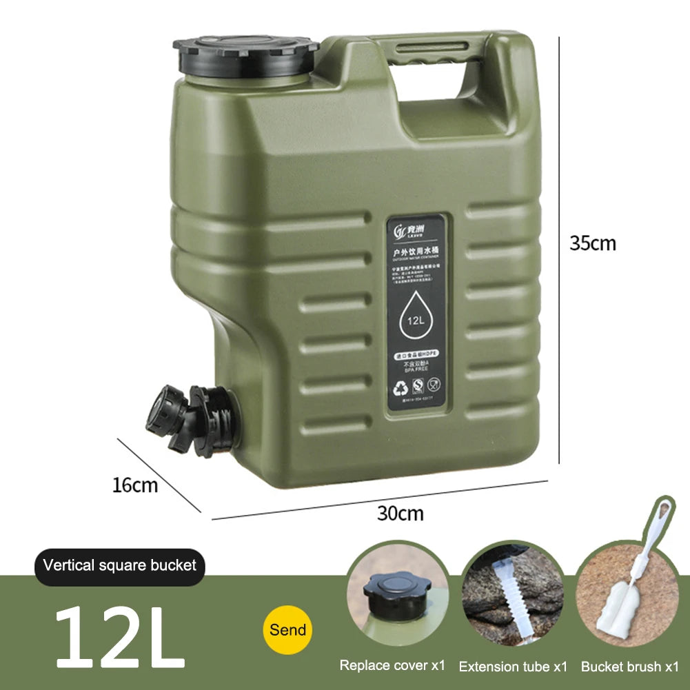 10/11/12L Drinking Water Container with Spigot Leakproof Camping Water Tank Large Capacity Water Storage Carrier for Hiking Car