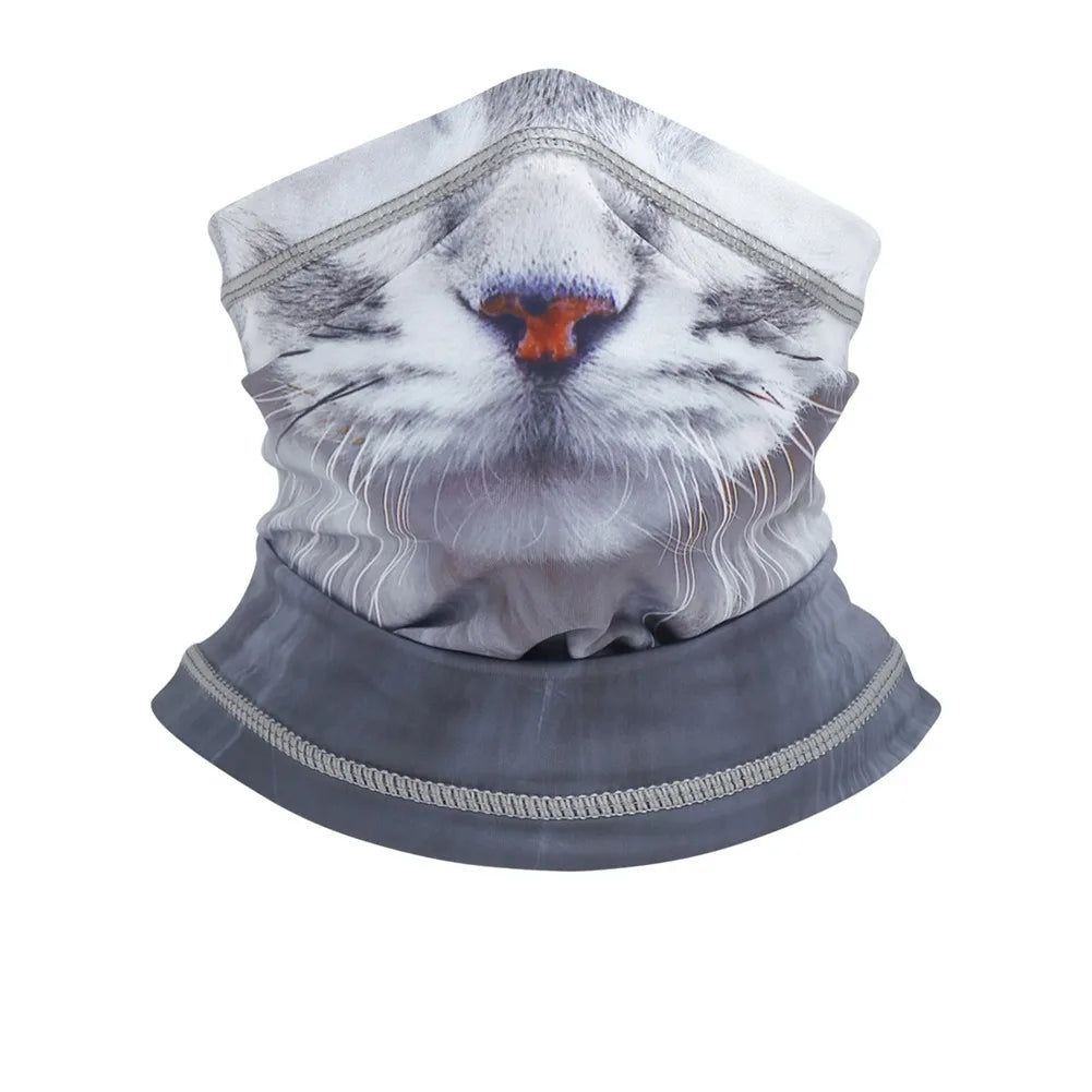 3D Animal Neck Gaiter UV Protection Half Face Mask for Skiing Cycling Motorcycling Scarf Sunscreen Bandana for Men Women