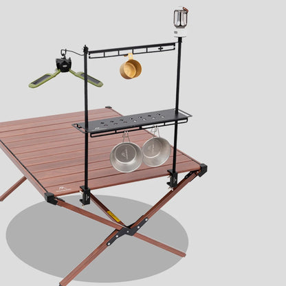 Camping Hanging Rack Detachable Camping Stand Outdoor Tools Organizer with Lantern Hook for Hiking Fishing Picnic BBQ