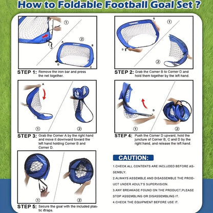 4 Modes Pop Up Soccer Goal Net 4 in 1 Foldable Football Goal Indoor Outdoor for Improving Passing and Shooting Accuracy