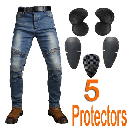 Motorcycle Rider Pants Cycling Pants Racing Jeans With 5 Anti-Fall Protective Gear Moto Motocross Trousers CE Level 1/2 Armor