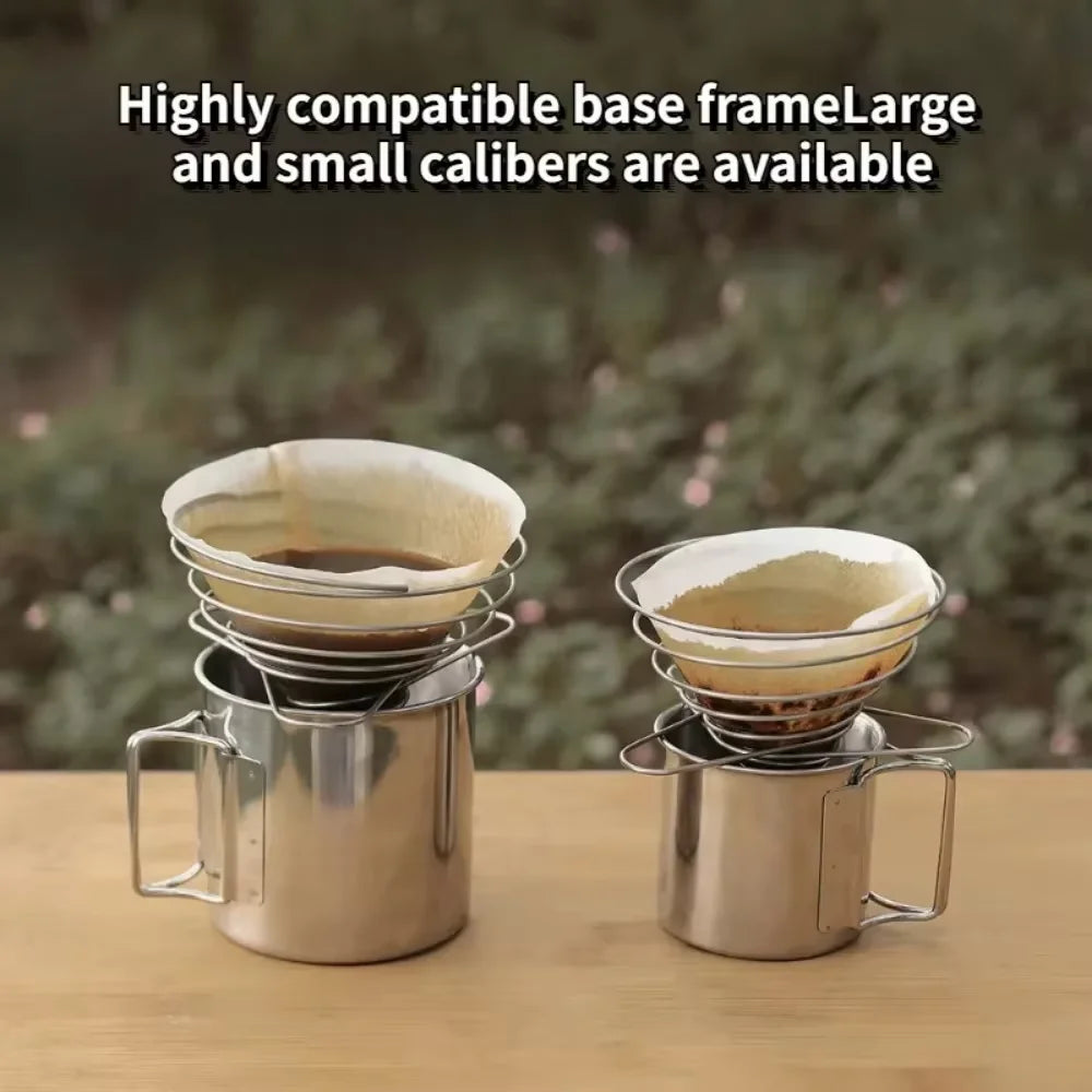 Foldable Coffee Filter Reusable Stainless Steel Camping Coffee Cup Filter Paper Dripper Barista Tools Brewing Funnel Filter Cup