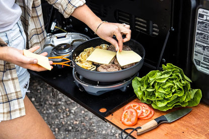 10-Inch Non-Stick Camping Fry Pan with Folding Handles for Outdoor Cooking and Backpacking