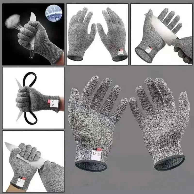 Level 5 HPPE Anti-Cut Knitted Gloves for Kitchen Gardening - Wear-Resistant Anti-Thorn Cutting Gloves for Glass & Building