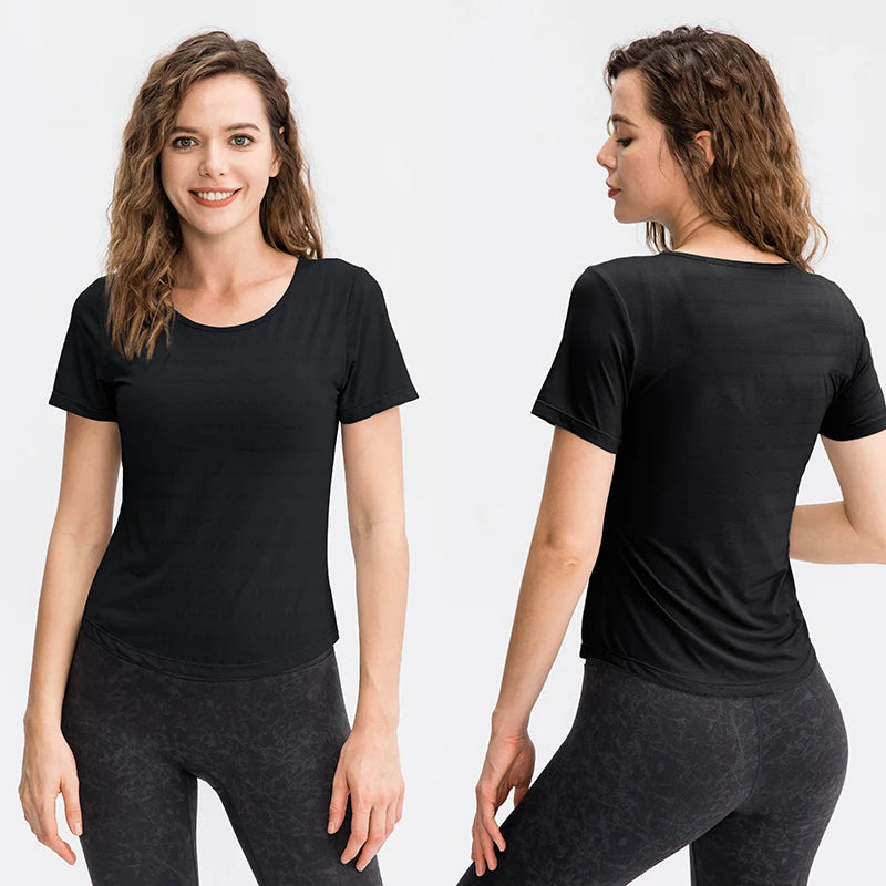 Summer Casual T-shirts Quick Dry Outdoor Running Athletic T shirts Tops Breathable Yoga Tops Women Gym Tops