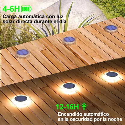 6 Pack Solar Driveway Lights Outdoor IP68 Waterproof Blue Deck Step Lights Solar Stair Lights Stick on Dock Garage Pool Fence