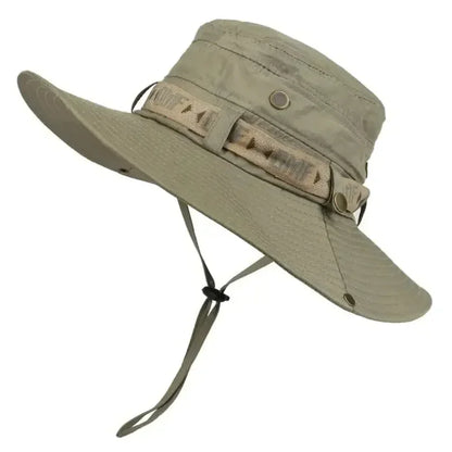 Outdoor hat Summer Men's Wide Brim Bucket Hat UV Protection Panama Style Mesh Fisherman Beach Sun Hat for Outdoor Hunting Hiking