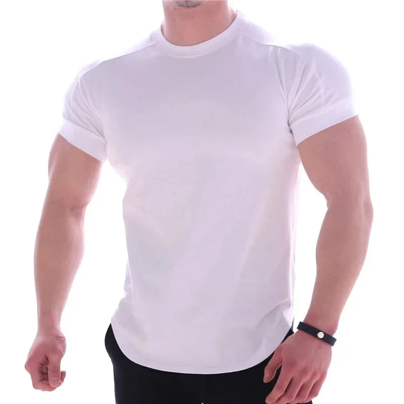 Quick-drying Tights Men's Sports T-shirt Summer Running Round Neck Basketball Training Clothes Stretch Short Sleeves T-shirt men