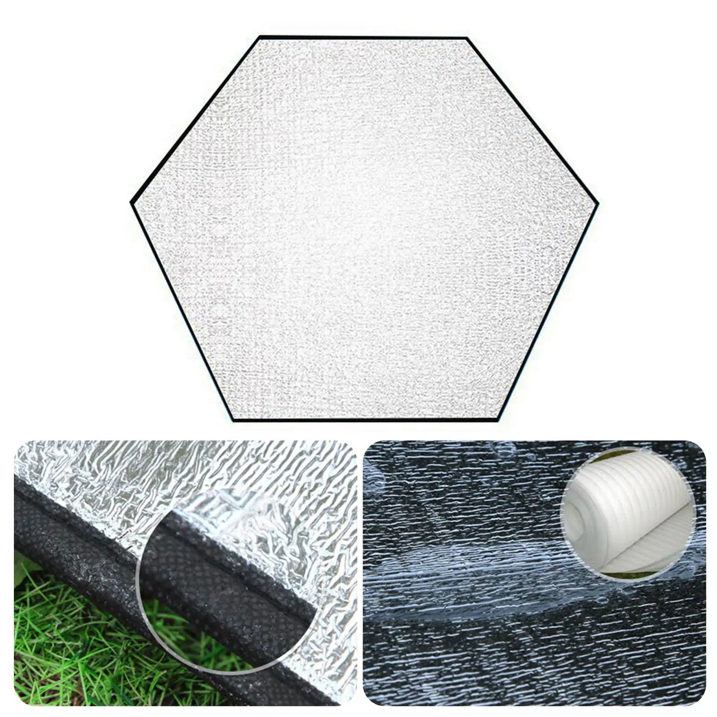 Waterproof Tent Mat Outdoor Camping Hexagonal Tent Pad Aluminum Film Tarp Ground Sheet Picnic Hiking Camping Mat Accessories