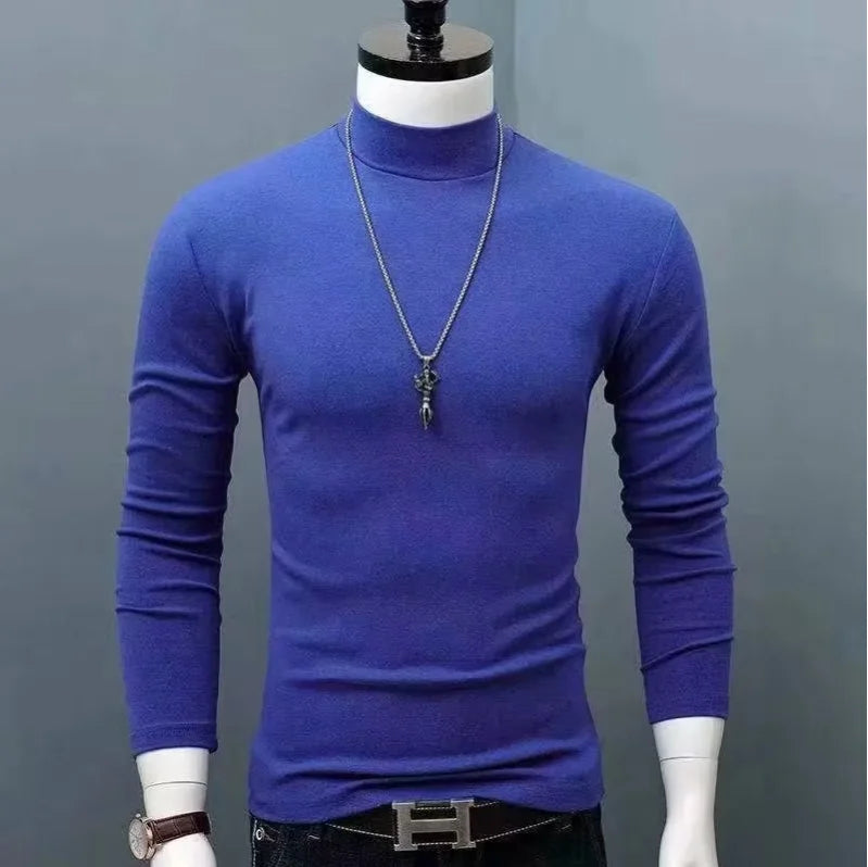 new Quick Drying High Collar Men's Blouses for Cool Stylish Shirts and Blouses Comfortable and Warm T-Shirts for Fall and Winter