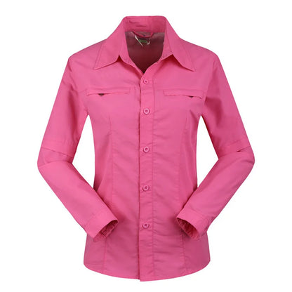 Women Quick Dry Outdoor Shirt Removable Hiking Camping Shirt Pants Summer Breathable Hunting&Climbing Shirt Trousers