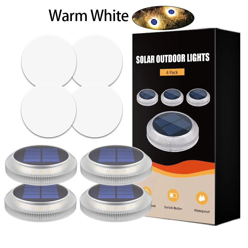 4Pcs Solar Deck Lights Outdoor Step Lights Waterproof IP68 Led Solar Lights For Railing Stairs Yard Patio Pathway Driveway