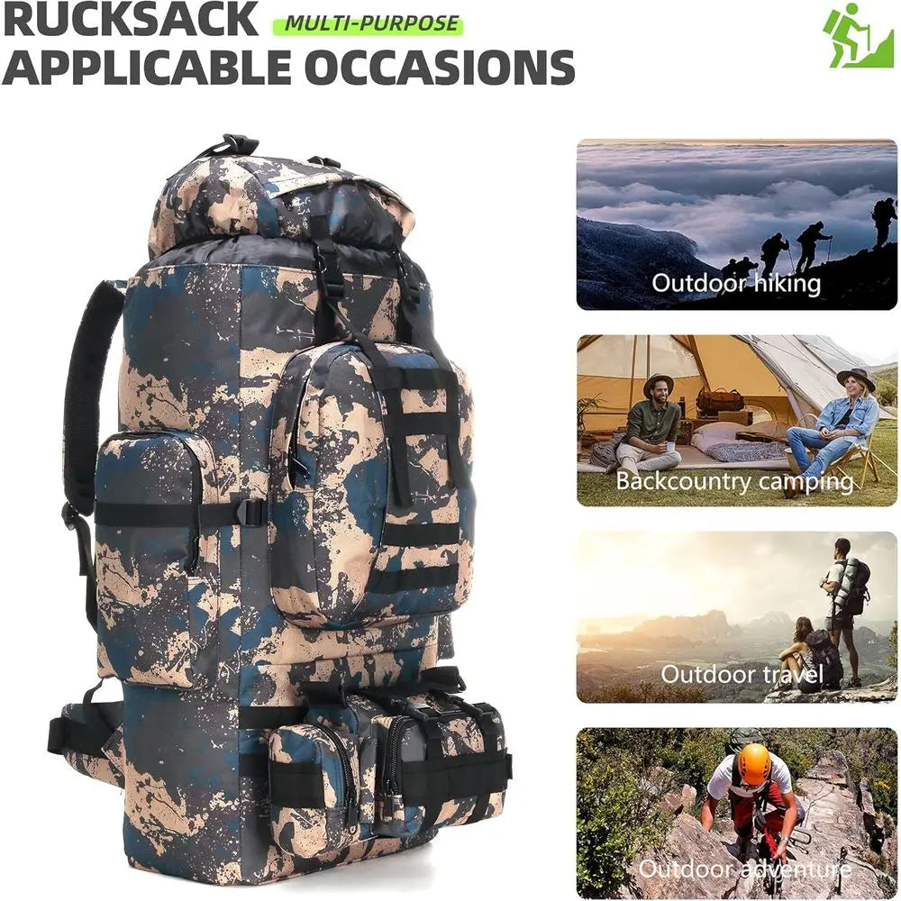 Military-Style 100L Hiking Backpack with Molle System for Camping and Day Adventures