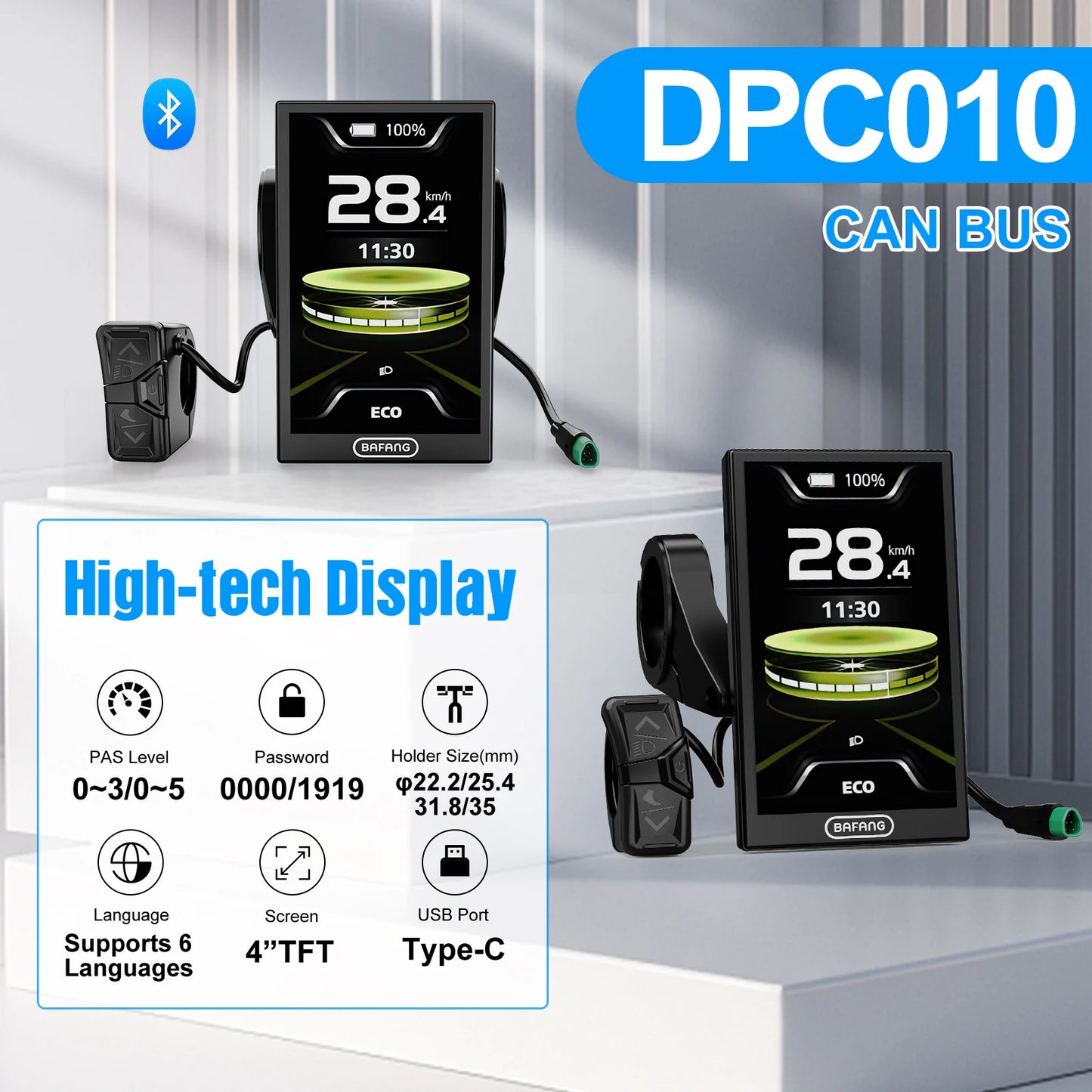 BAFANG CAN Display Electric Bike Computer DPC010 VD618 EKD01 Bluetooth Bafang CAN BUS Protocol Motors 5Pin Male Ebike Conversion